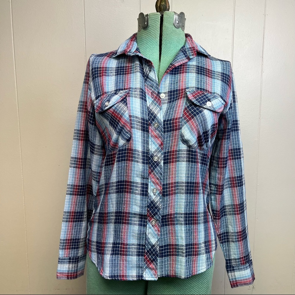 Vintage '80s Bill Blass Classic Plaid Button Up Shirt